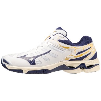 Zapatillas Para Voleibol Mizuno WAVE Voltage Hombre - Blancos / Azules / Dorados - Chile M287SIZMPB